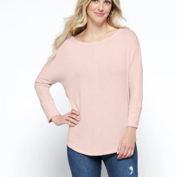 NWOT Impossibly Soft Pink Boatneck Pullover - Picture 1 of 8